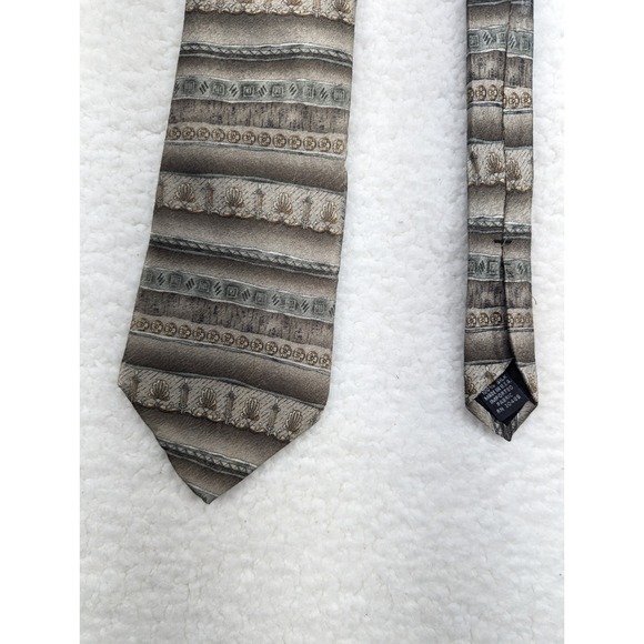 Stafford 100% Silk Necktie Brown Beige Patterned Men's Business Formal - Picture 6 of 6